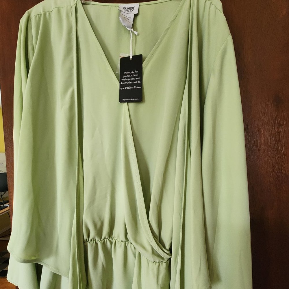 Lime/Kiwi Blouse - Tie in Front